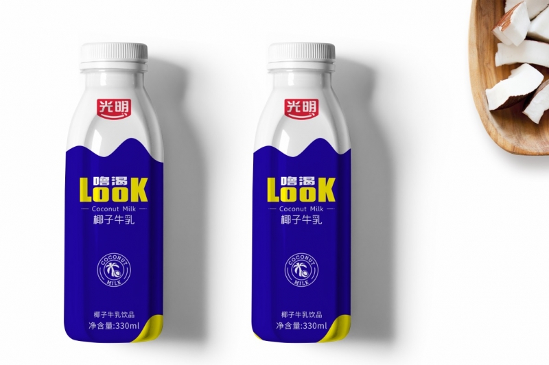 光明look椰子牛乳飲品包裝設計